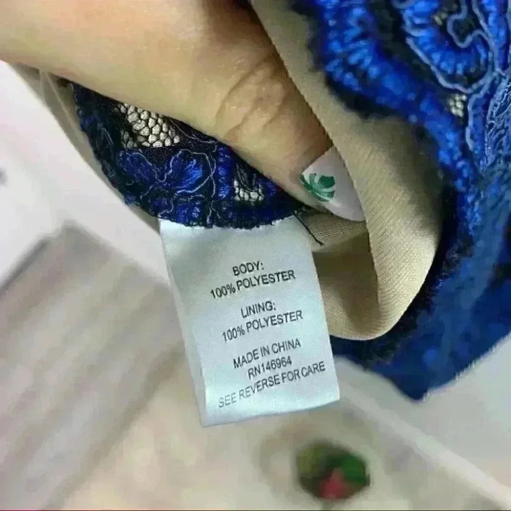 Donna Rocco black blue nude lace sheath dress 10 - Picture 7 of 9